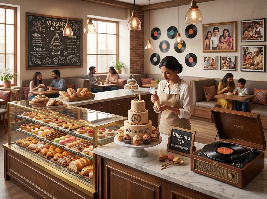 Inside view of Blue Seven Cakes bakery