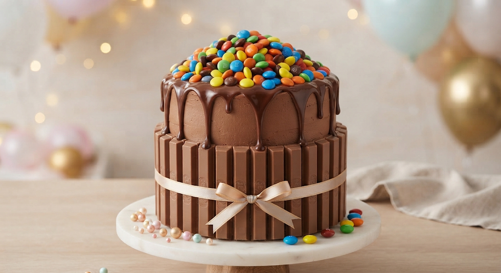 KitKat Chocolate Cake with chocolate ganache and wafer sticks