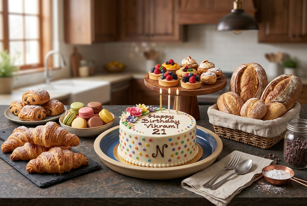 Assorted bakery treats arranged on a table